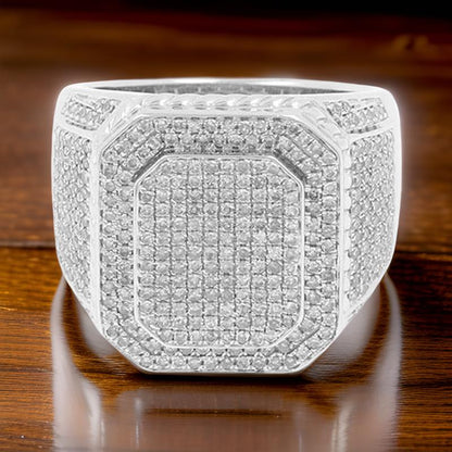 Luxury Men's Diamond Ring, Oversized Moissanite Ice Diamond, Hip Hop Jewelry, Real VVS Diamond Bling - Custom Hip Hop Bling