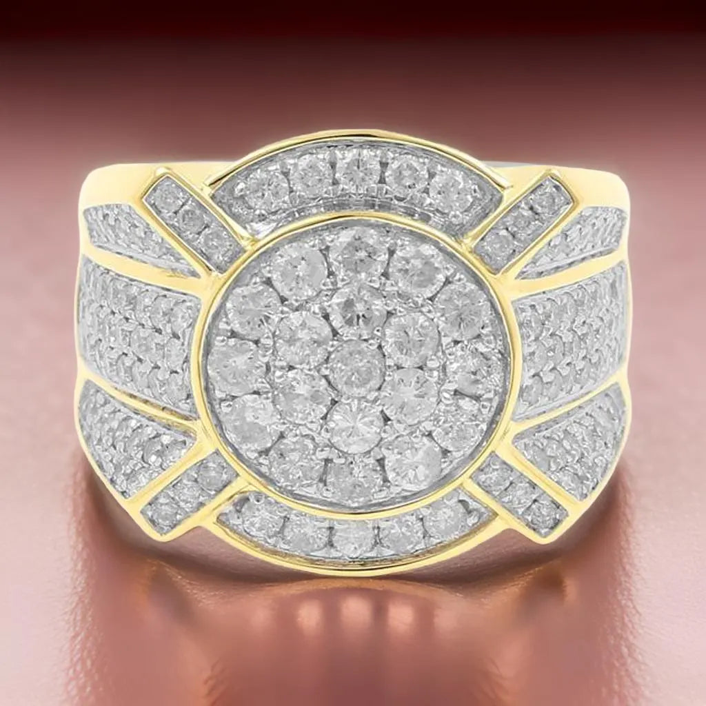 Mens Hip Hop Ring with VVS Moissanite Diamonds, Oversized Gold Plated Ring, Bling Jewelry - Custom Hip Hop Bling