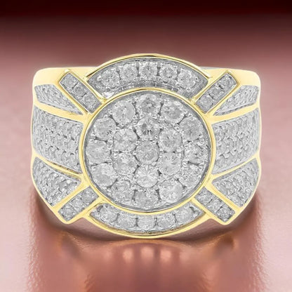 Mens Hip Hop Ring with VVS Moissanite Diamonds, Oversized Gold Plated Ring, Bling Jewelry - Custom Hip Hop Bling