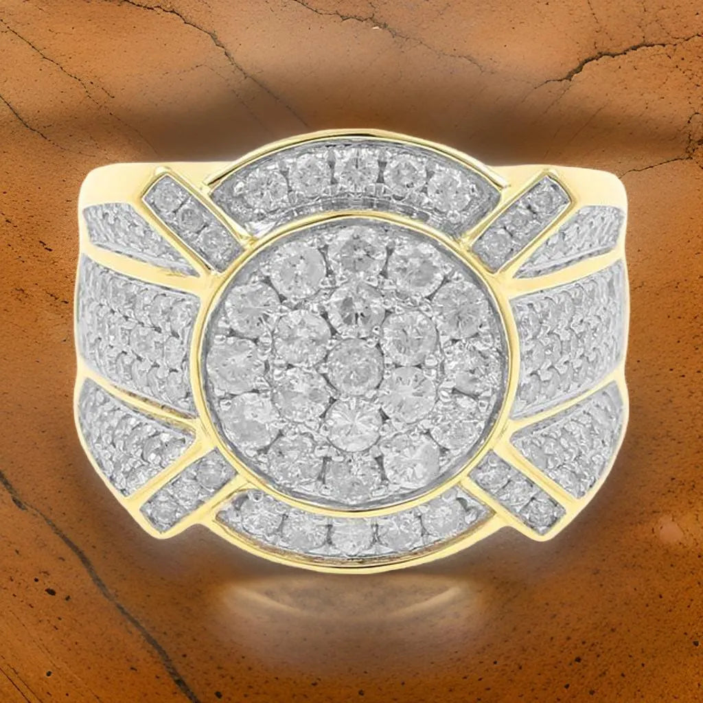 Mens Hip Hop Ring with VVS Moissanite Diamonds, Oversized Gold Plated Ring, Bling Jewelry - Custom Hip Hop Bling