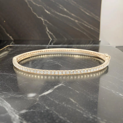 Elegant and Dazzling: 1CT Moissanite Diamond Gold Plated Bangle - A Perfect Blend of Sophistication and Sparkle for Every Occasion - LLine
