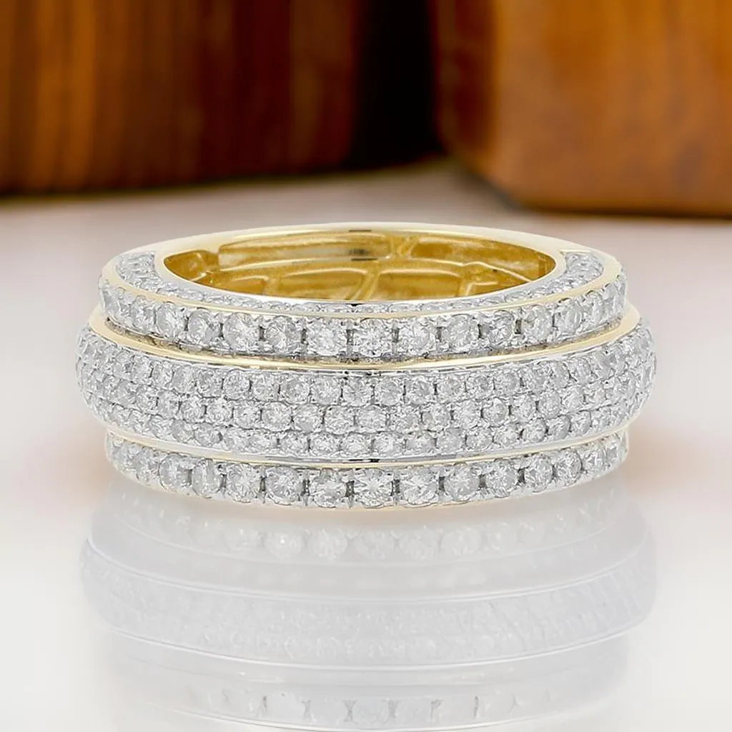Men's Fully Iced Out  Moissanite Bling Hip Hop Band Ring,Ultimate Statement Jewelry, Unique Ring Design - Custom Hip Hop Bling