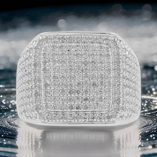 Real VVS Moissanite Diamond Men's Hip Hop Ring, Full Ice Mens Bling Jewelry, Urban Fashion Statement Ring- Custom Hip Hop Bling
