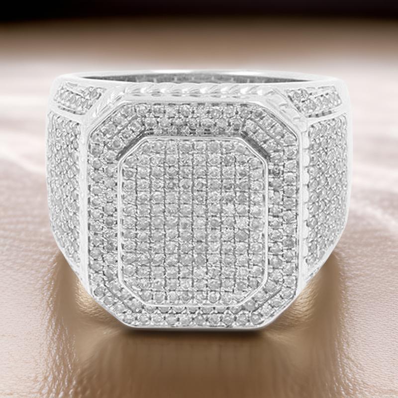 Luxury Men's Diamond Ring, Oversized Moissanite Ice Diamond, Hip Hop Jewelry, Real VVS Diamond Bling - Custom Hip Hop Bling