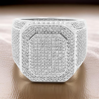 Luxury Men's Diamond Ring, Oversized Moissanite Ice Diamond, Hip Hop Jewelry, Real VVS Diamond Bling - Custom Hip Hop Bling