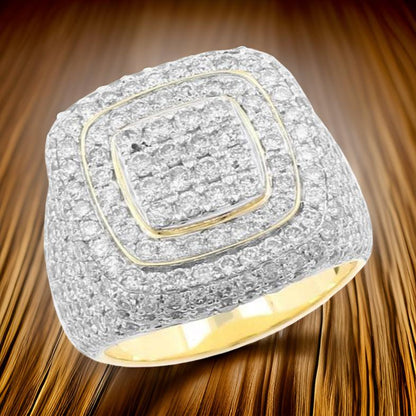 Luxury Men's Hip Hop Ring, Oversize Gold Plated Ring with VVS Moissanite Diamonds, Bling Statement Piece - Custom Hip Hop Bling