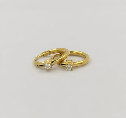 12MM Tube Hoop Earrings with Diamonds in 14K Gold Plated Silver | Best for Daily & Party Wear | Ideal Gift for Loved Ones |Gift For Her