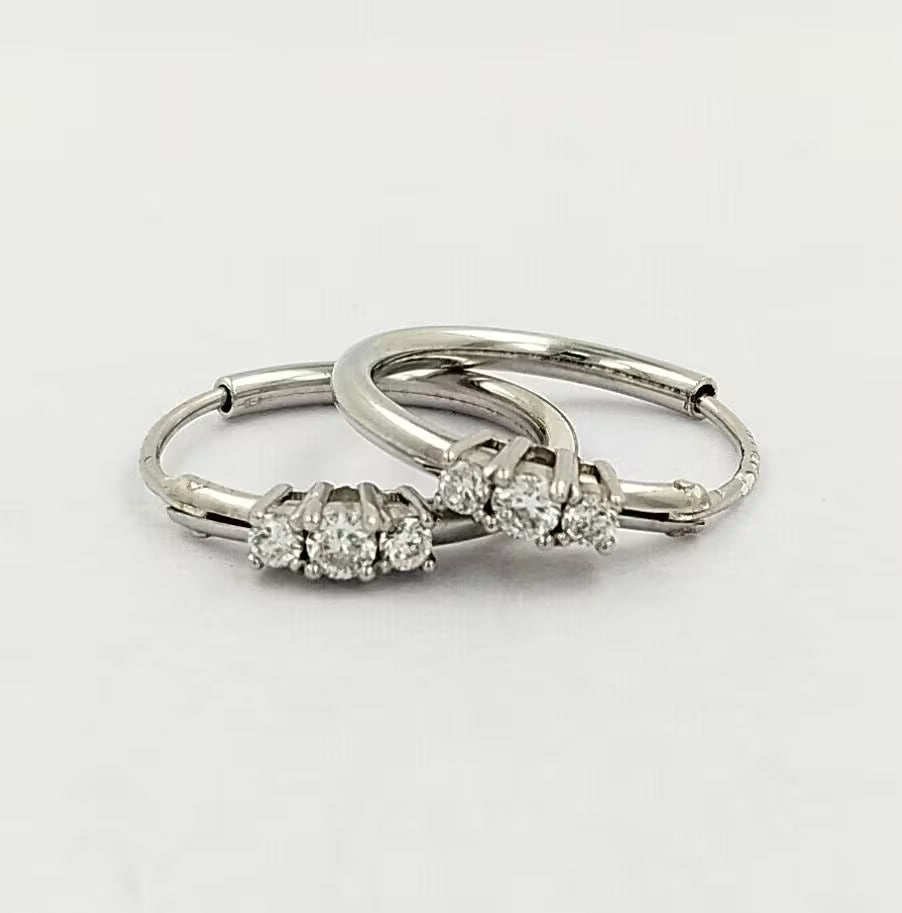 15MM Tube Hoop Earrings with Trio Diamonds in 14K Gold Plated Silver | Best for Daily & Party Wear | Ideal Gift for Loved Ones |Gift for Her
