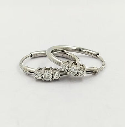 15MM Tube Hoop Earrings with Trio Diamonds in 14K Gold Plated Silver | Best for Daily & Party Wear | Ideal Gift for Loved Ones |Gift for Her