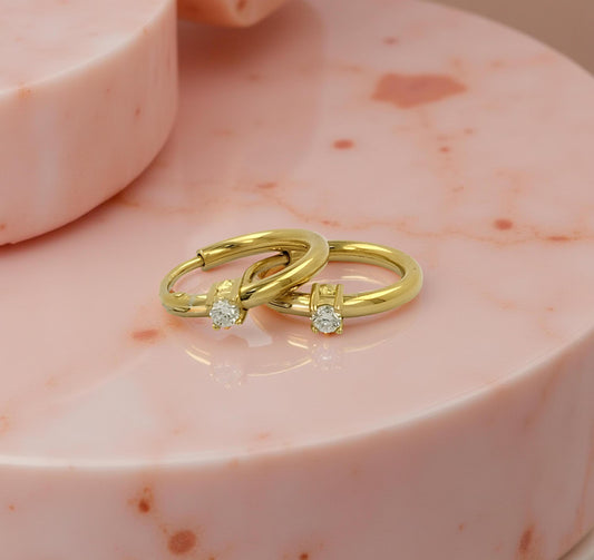 12MM Tube Hoop Earrings with Diamonds in 14K Gold Plated Silver | Best for Daily & Party Wear | Ideal Gift for Loved Ones |Gift For Her