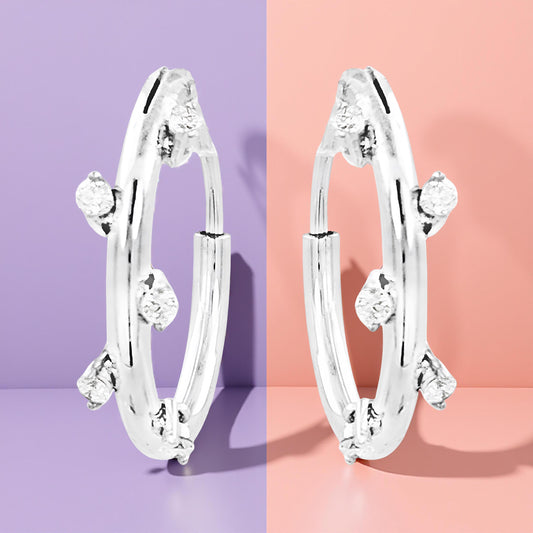 15MM Tube Hoop Earrings with Diamonds in 14K Gold Plated Silver | Best for Daily & Party Wear | Ideal Gift for Loved Ones |Gift for Her