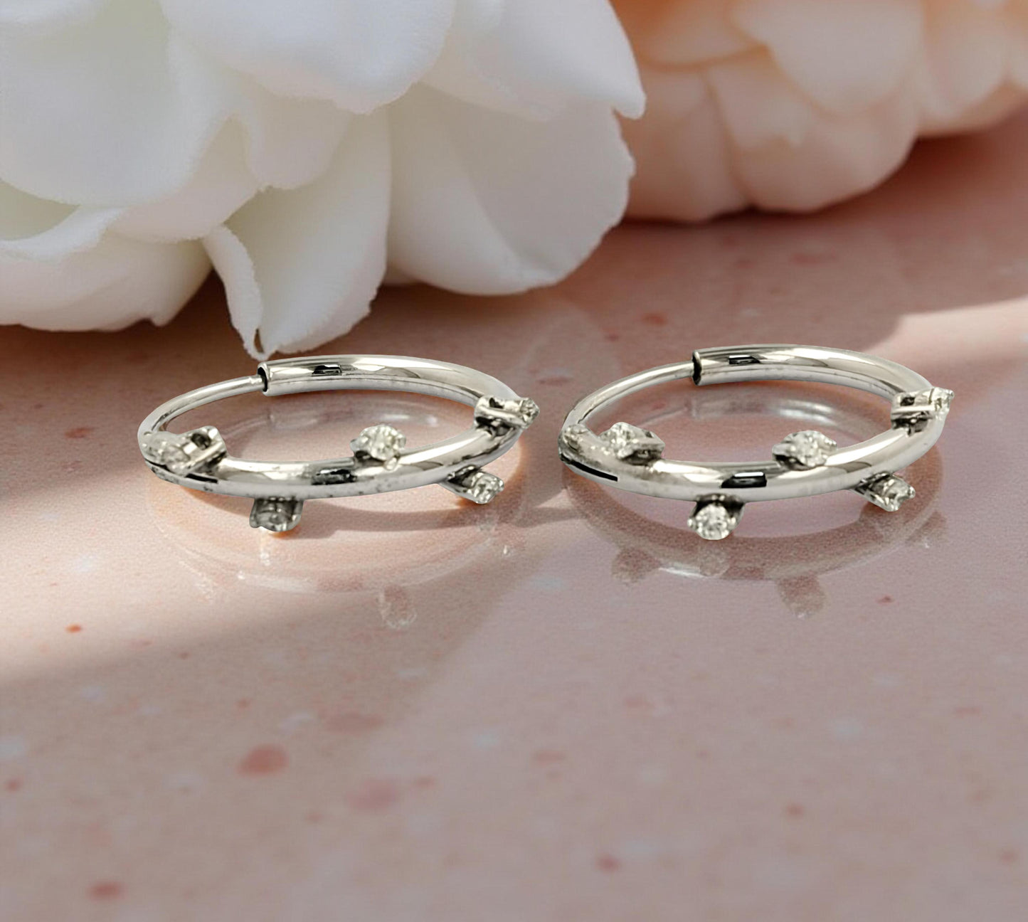 15MM Tube Hoop Earrings with Diamonds in 14K Gold Plated Silver | Best for Daily & Party Wear | Ideal Gift for Loved Ones |Gift for Her