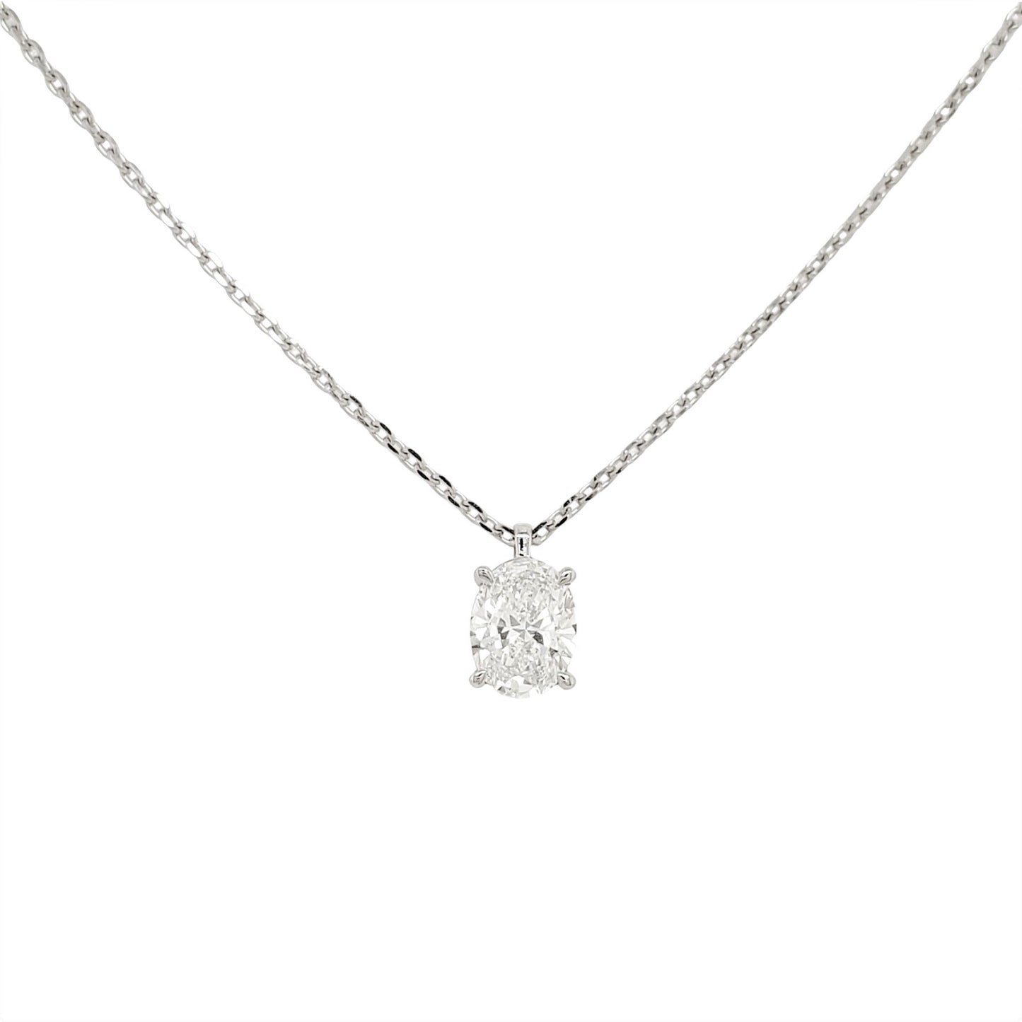 1CT Oval Moissanite Diamond Solitaire Pendant With Chain in Gold Vermeil