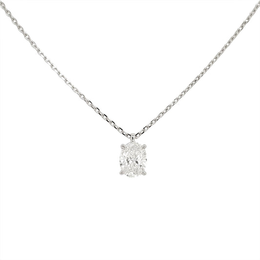 1CT Oval Lab Grown Diamond Solitaire Pendant With Chain in Platinum