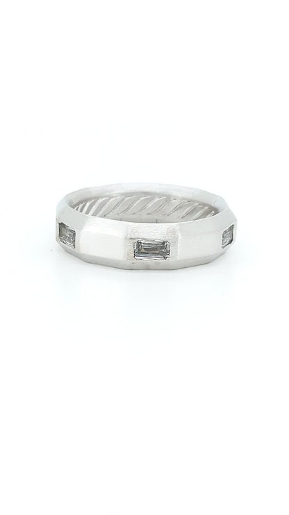 Men's Emerald Cut Diamond Ring, 2CTW 14K Gold Plated Silver Band, Men's Wedding Band, Modern Engagement Ring, Promise Ring, Groom Gift