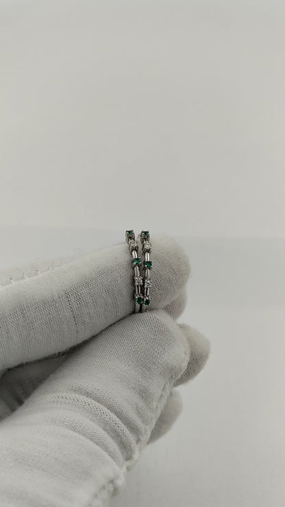20MM Unisex Emerald Green Tube Hoop Earrings with LGD in 14K Gold Plated Silver | Best for Daily & Party Wear | Ideal Gift for Any Occasion