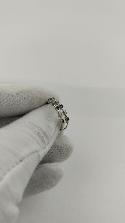 20MM Unisex Sapphire Blue Tube Hoop Earrings with Diamond in 14K Gold Plated Silver | Best for Daily/ Party Wear | Ideal Gift on Occasions