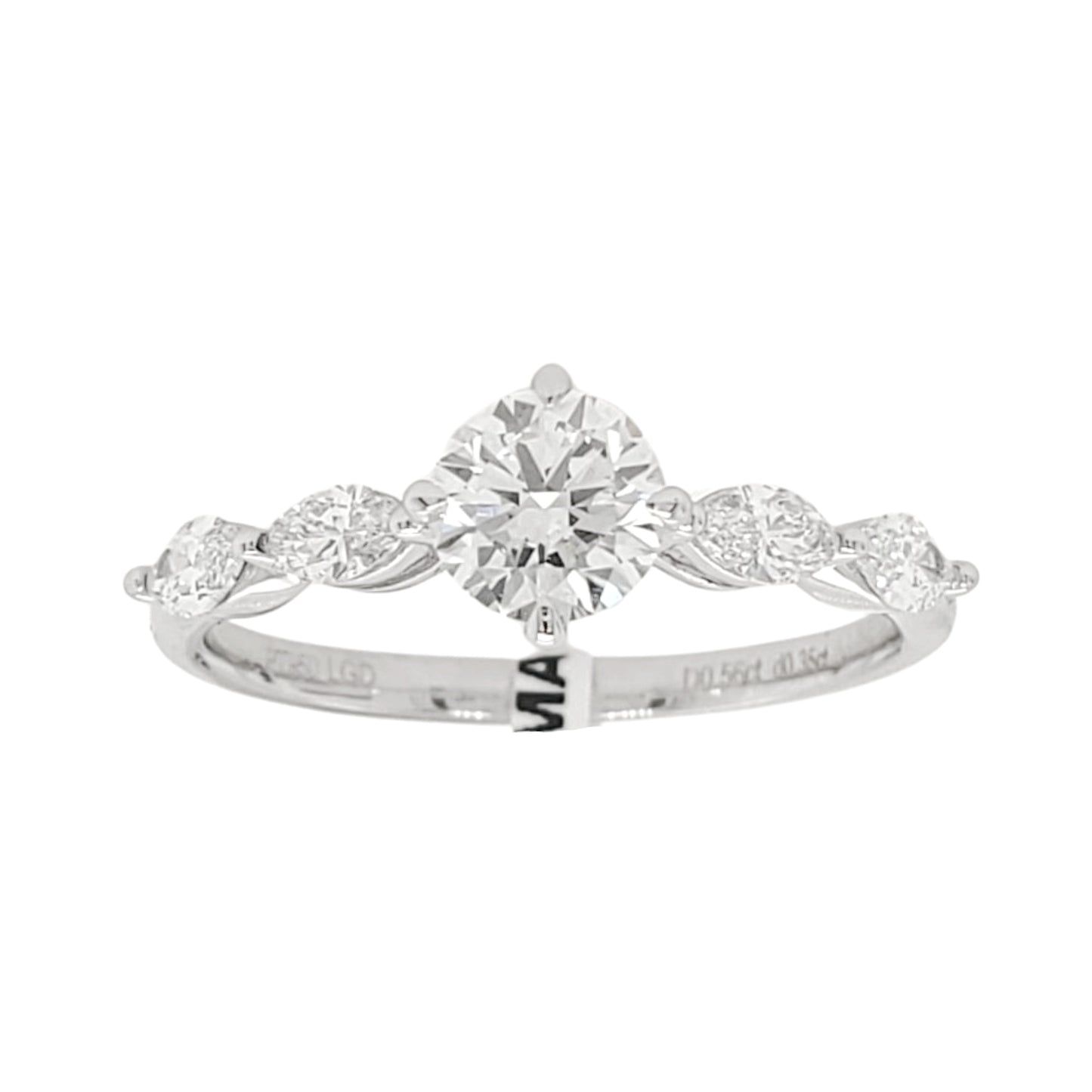 0.5CT Round & Marquise Lab Grown Diamond Engagement Ring in Platinum