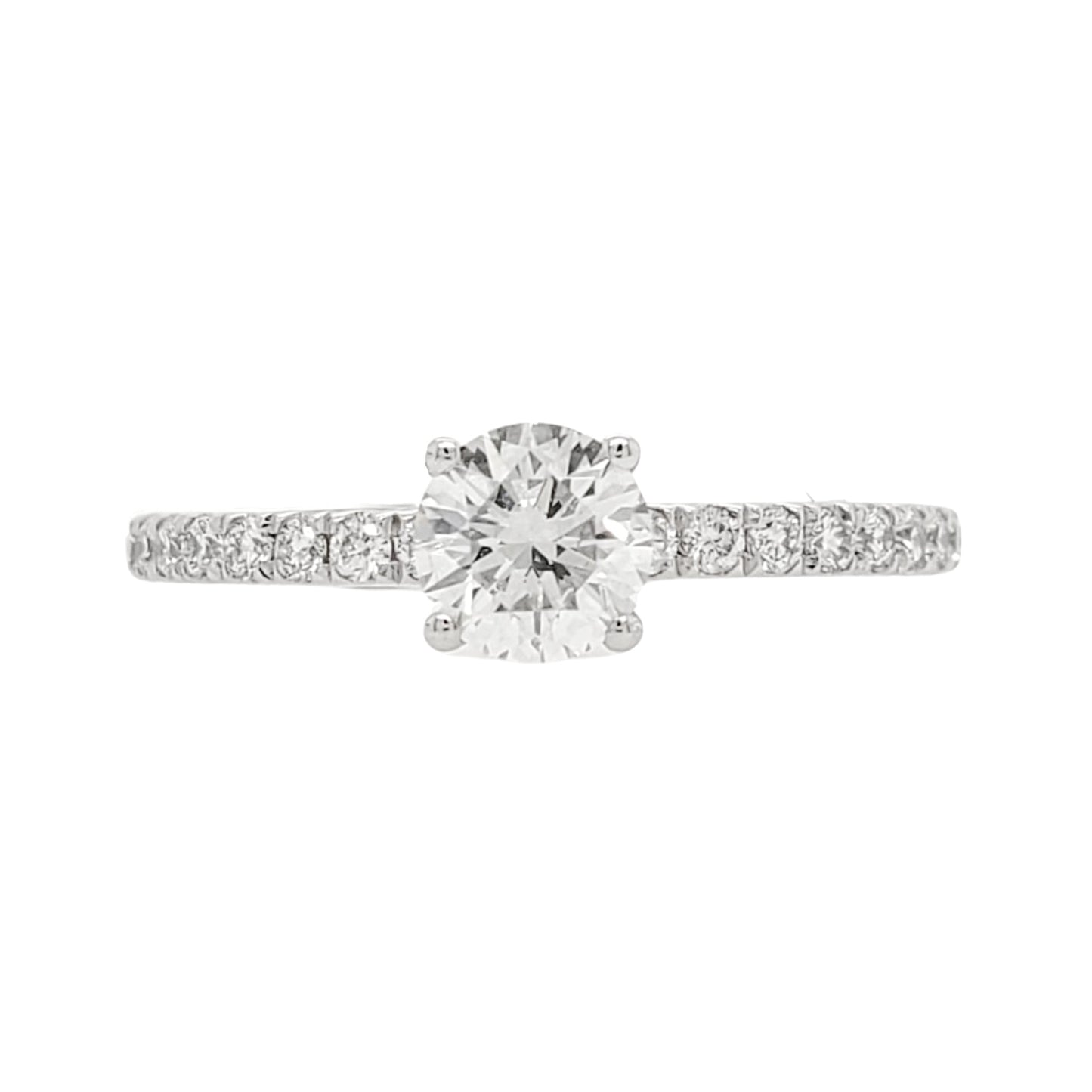 0.5ct Round Lab Grown Diamond Pave Engagement Ring in Platinum - L Line Jewelry