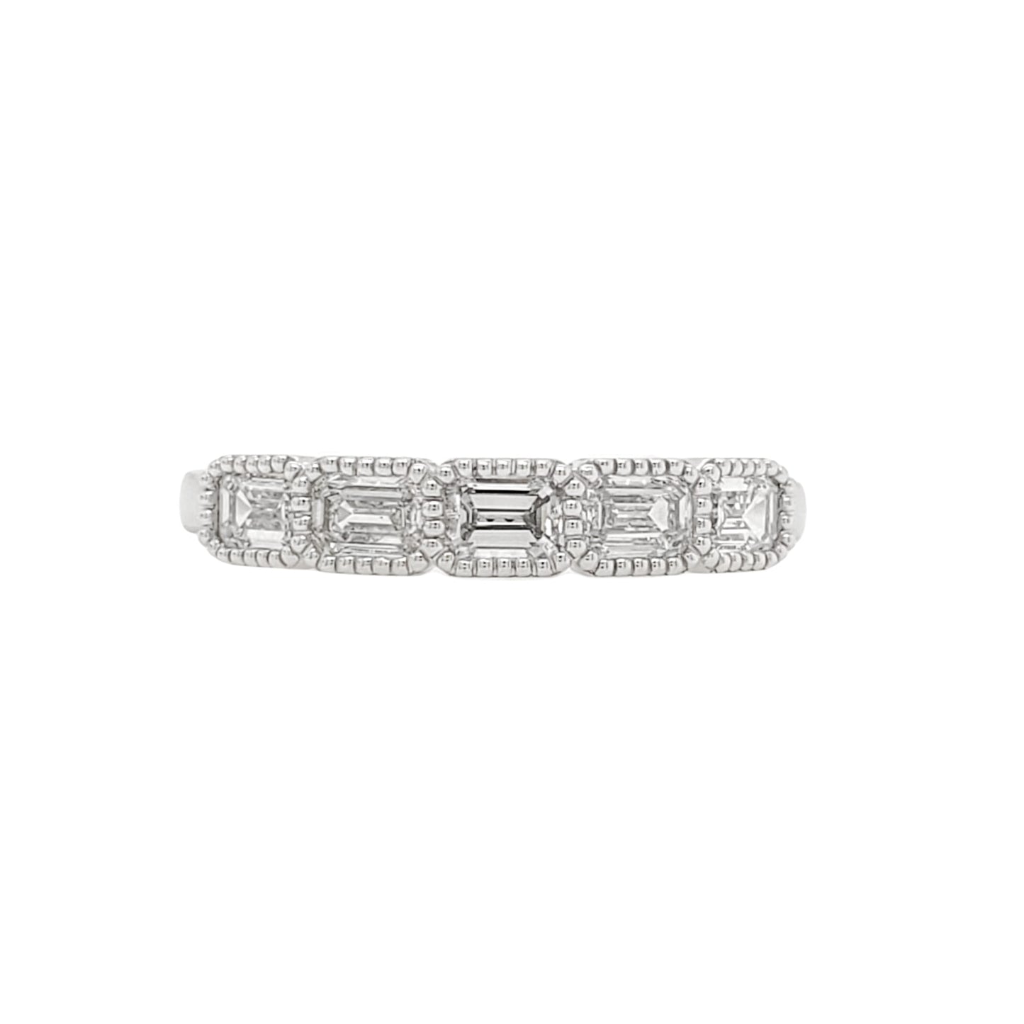 5 Stone Emerald Cut Moissanite Diamond Anniversary Band in Gold Vermeil