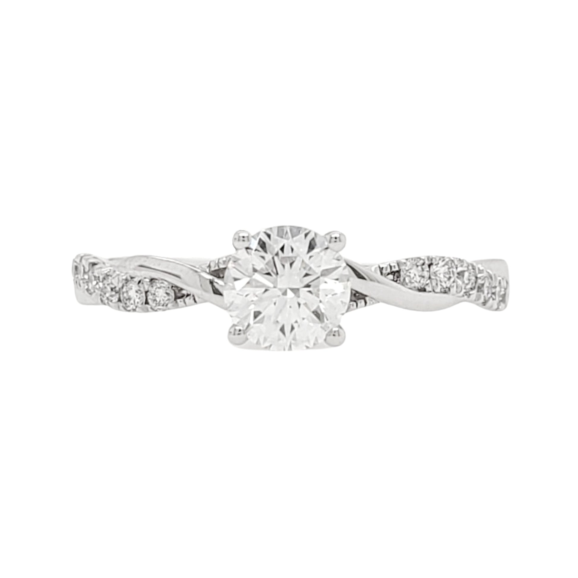 0.7 ctw Lab Created Diamond Criss Cross Pave Engagement Ring in Platinum  L Line