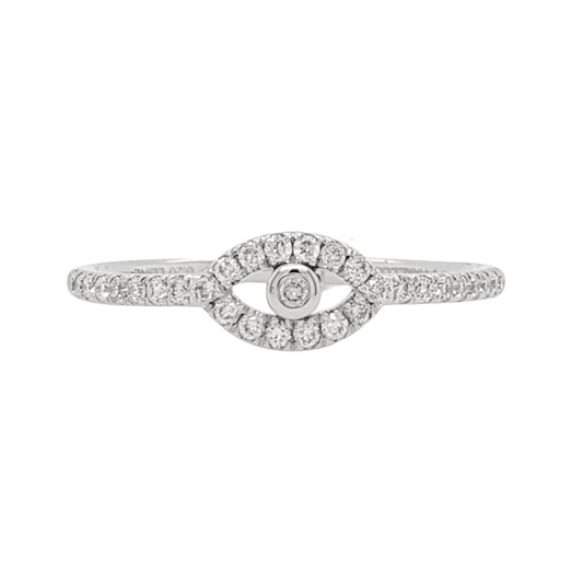 Dainty 0.2 ctw Lab Grown Diamond Evil Eye Ring in Platinum - L Line Jewelry