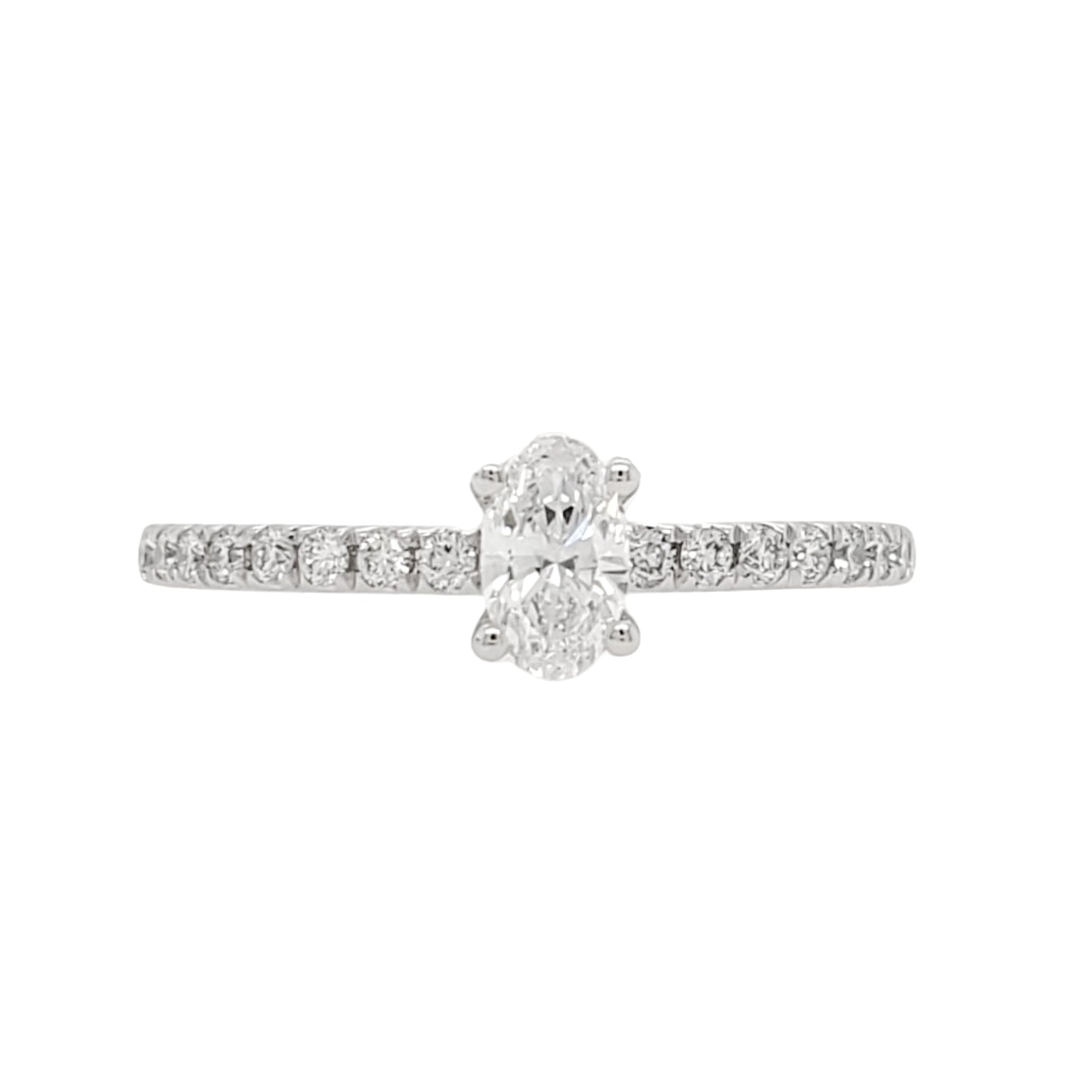 Oval Lab Grown Diamond Pave Engagement Ring in Platinum