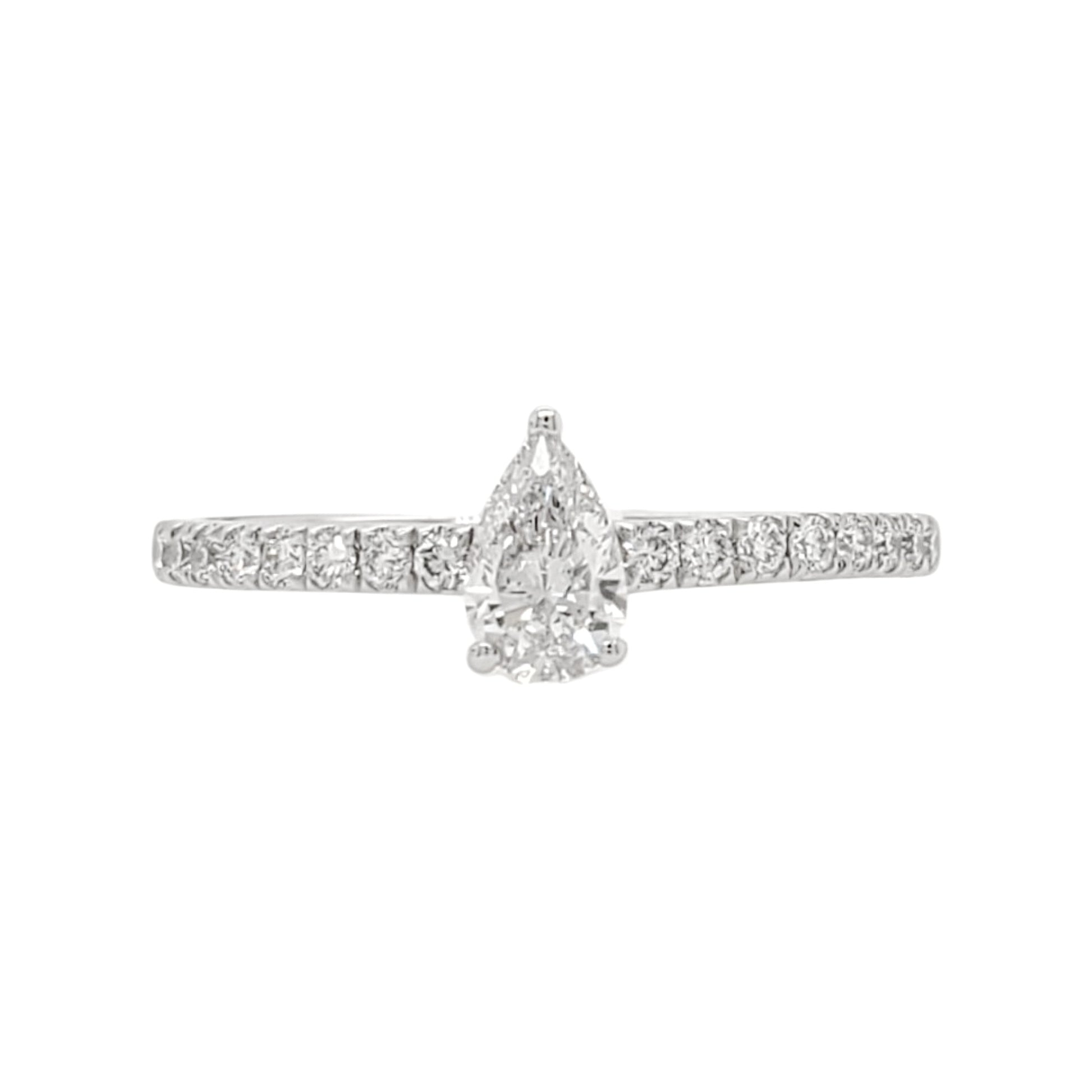 Pears Lab Grown Diamond Pave Engagement Ring in Platinum - L Line Jewelry