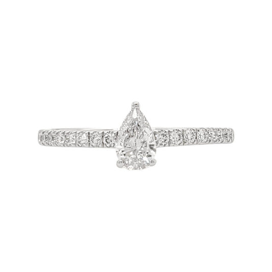 Pears Lab Grown Diamond Pave Engagement Ring in Platinum - L Line Jewelry