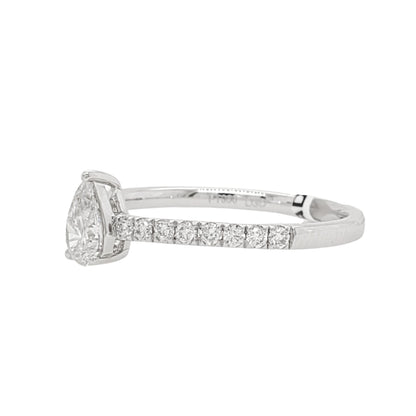 Pears Lab Grown Diamond Pave Engagement Ring in Platinum L Line