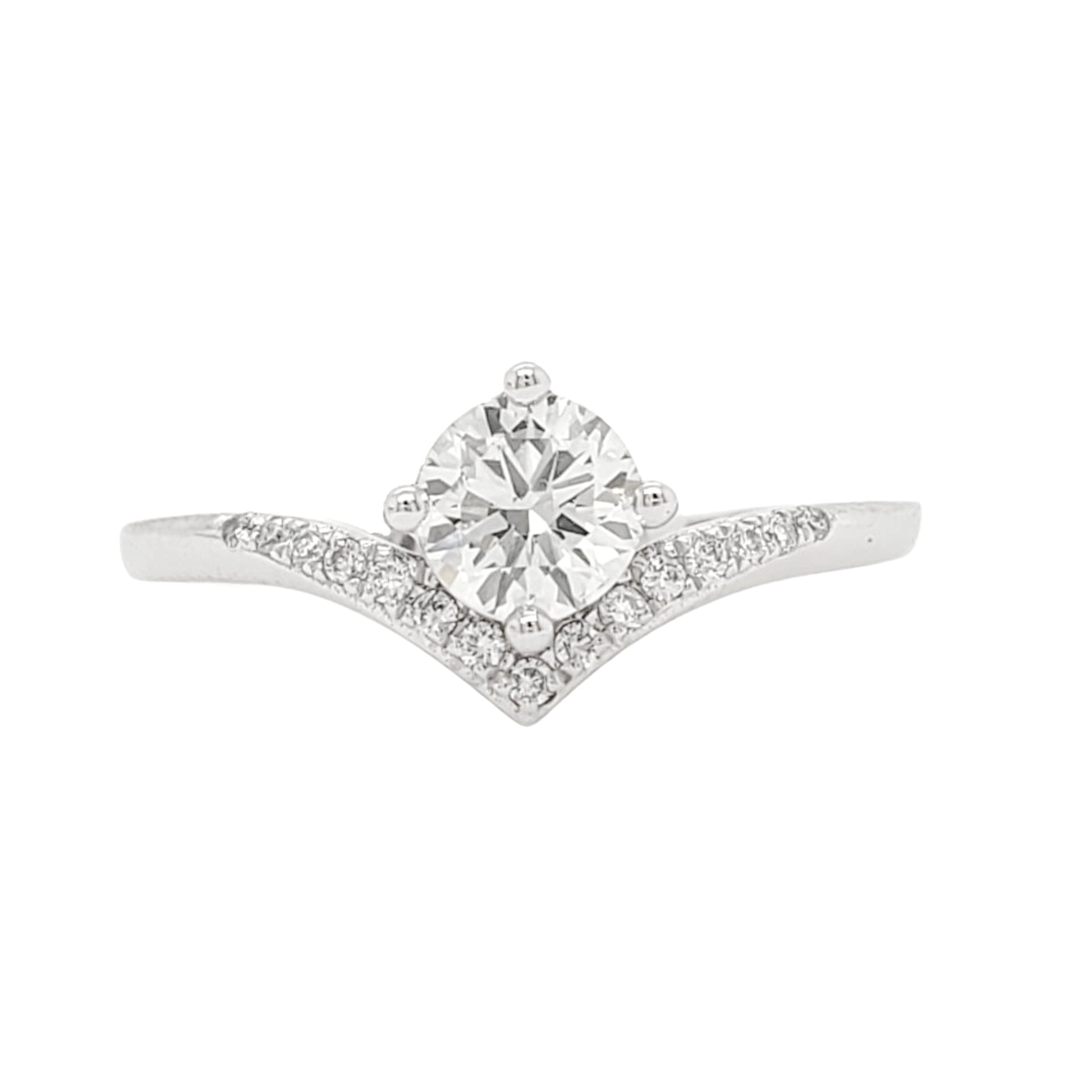 Platinum & 0.5CT Pear Lab Grown Diamond V Curve Chevron Ring - L Line