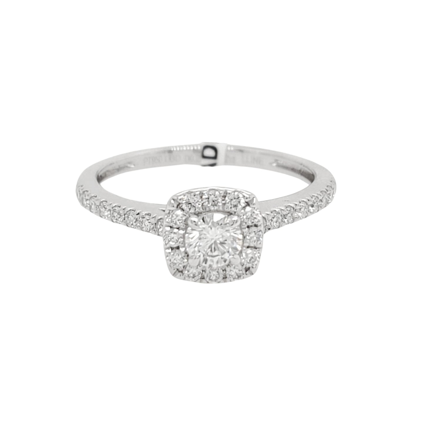 Round Moissanite Diamond Halo Pave Engagement Ring In Gold Vermeil