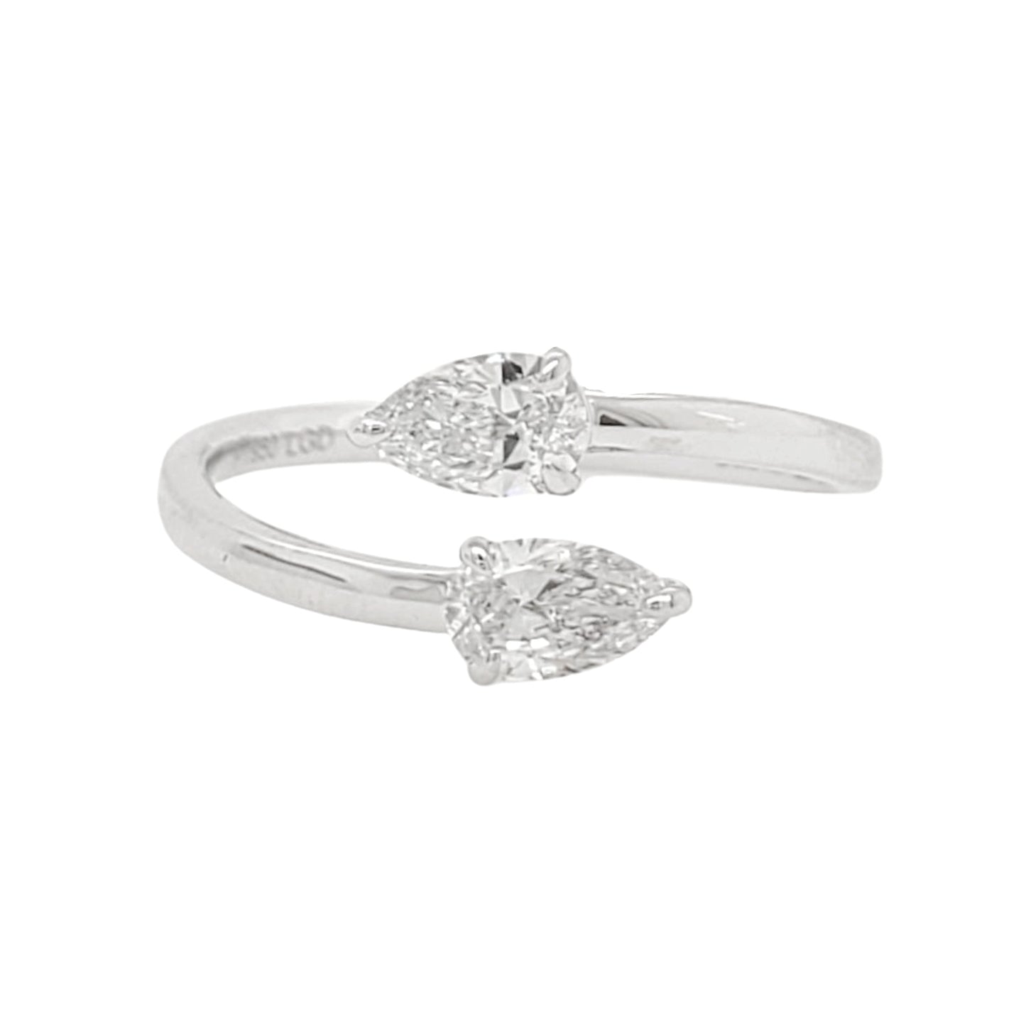 Pear Lab Grown Diamond Open Crossover Fashion Ring in Platinum - L Line Jewelry