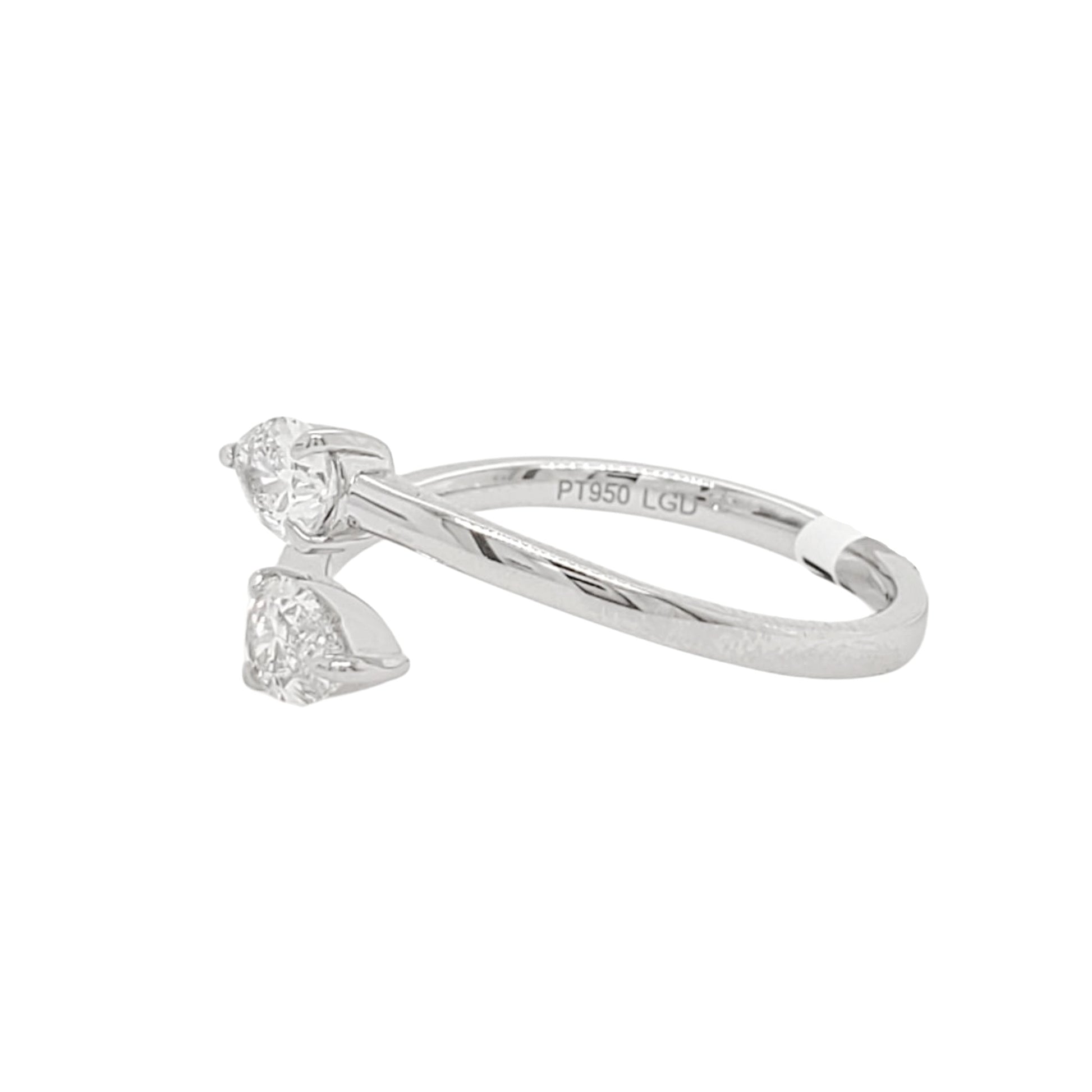 Pear Lab Grown Diamond Open Crossover Fashion Ring in Platinum L Line