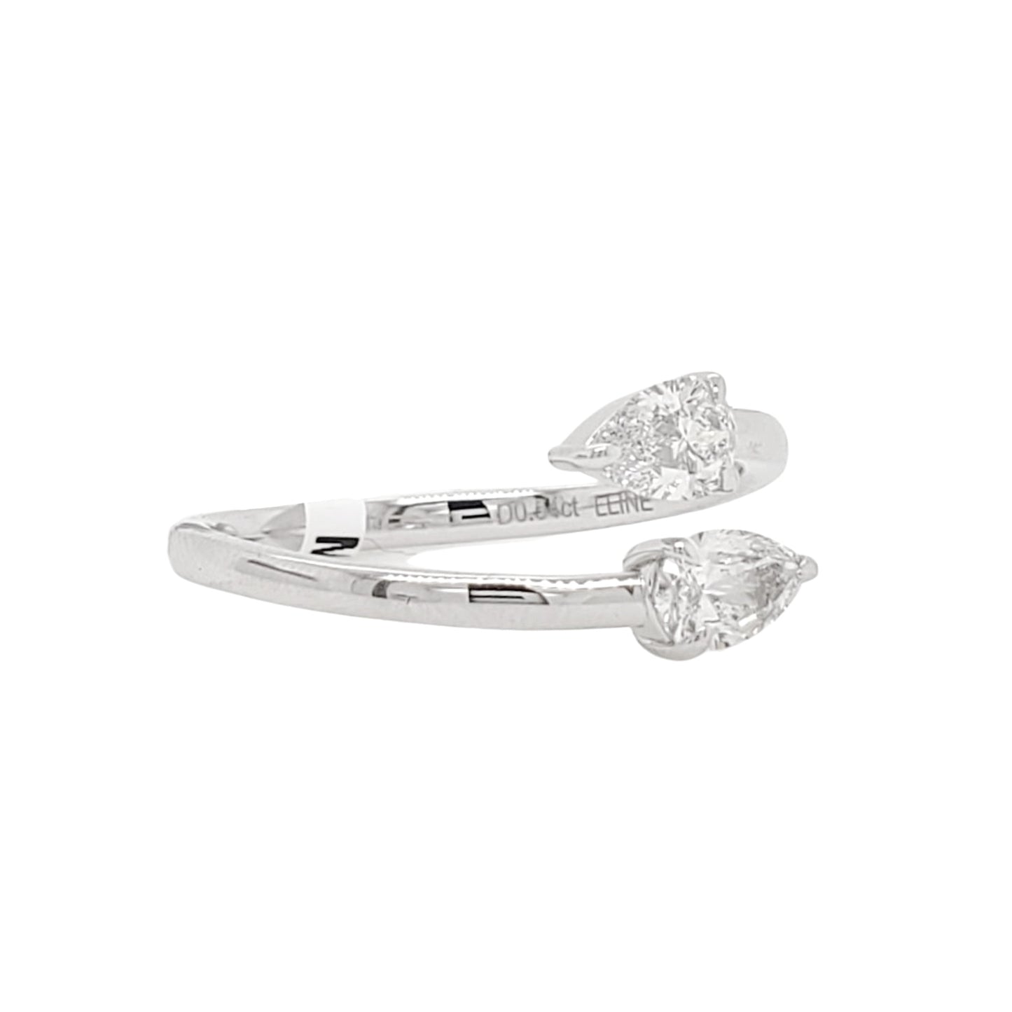 Pear Lab Grown Diamond Open Crossover Fashion Ring in Platinum