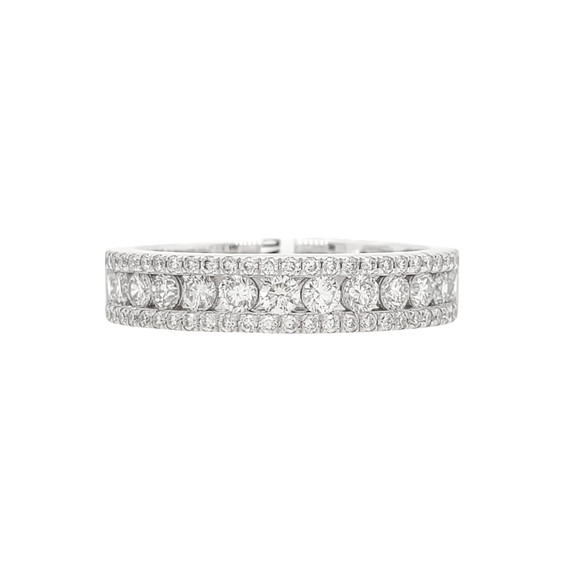 3 Row Lab Grown Diamond Half Eternity Anniversary Band in Platinum