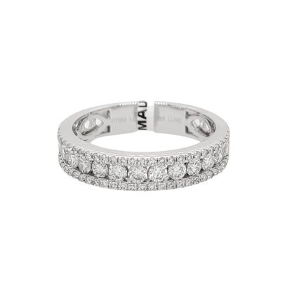 3 Row Moissanite Diamond Half Eternity Anniversary Band in Gold Vermeil