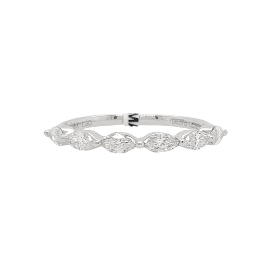 Marquise Lab Grown Diamond Half Eternity Wedding Band in Platinum - L Line