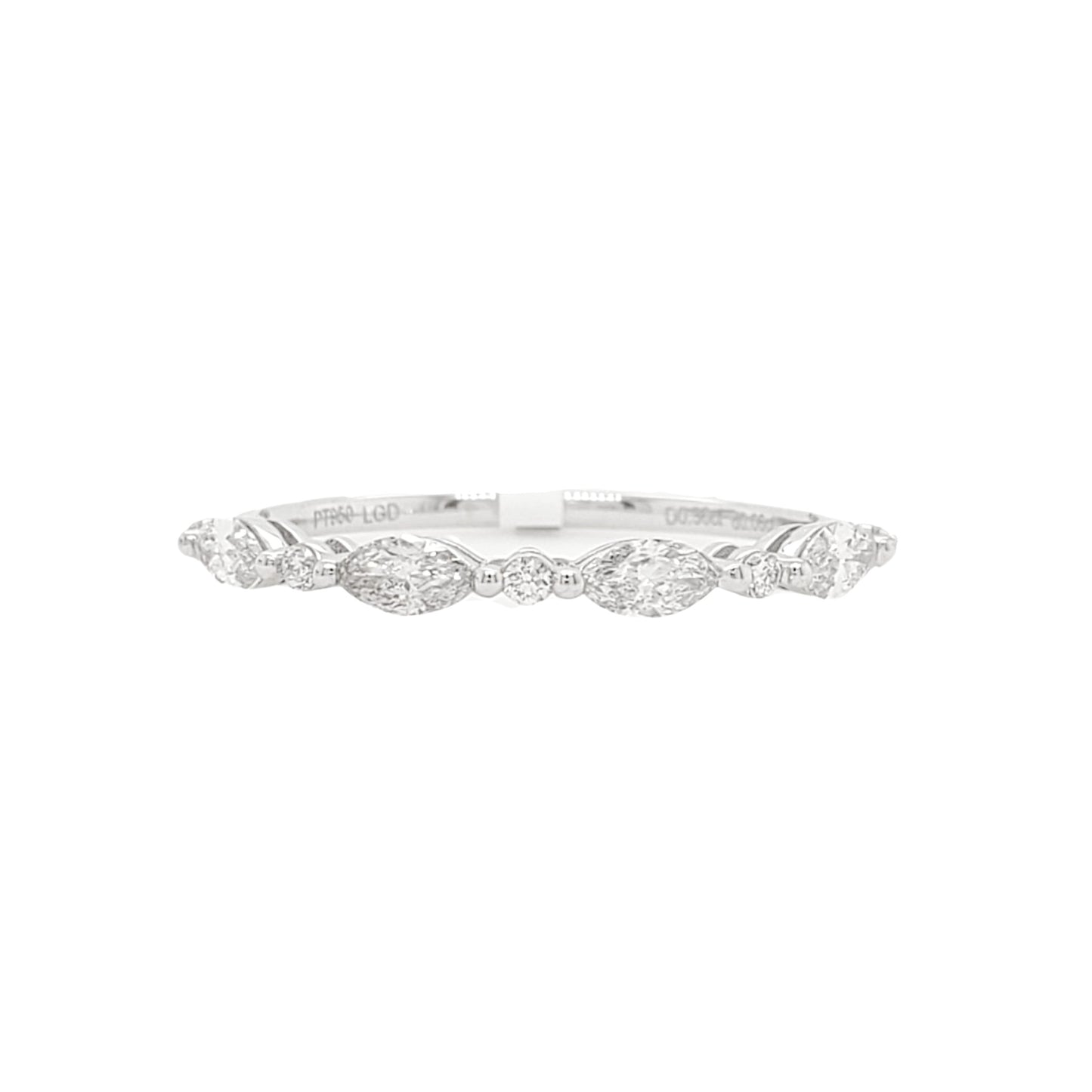 Marquise and Round Lab Grown Diamond Anniversary Band in Platinum