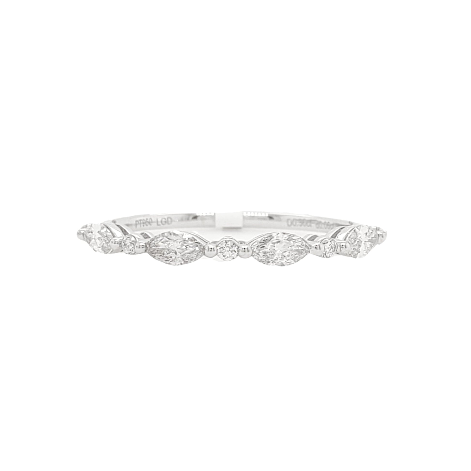 Marquise and Round Lab Grown Diamond Anniversary Band in Platinum