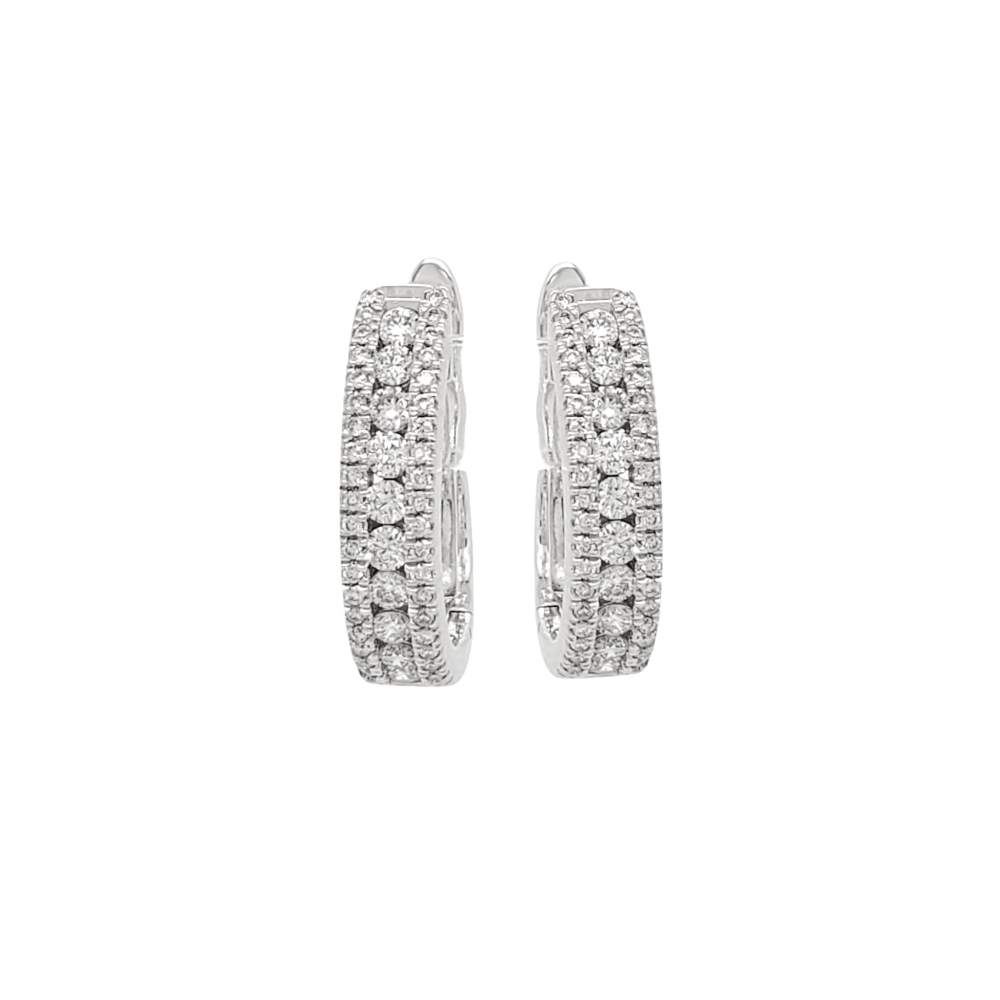 3 Row Lab Grown Diamonds Hoop Earrings in Platinum