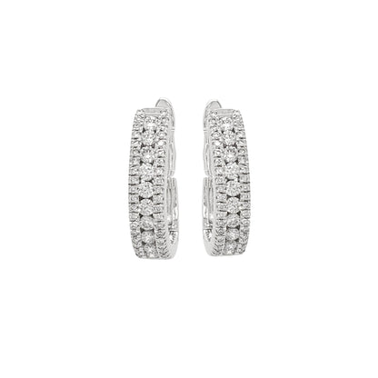 3 Row Lab Grown Diamonds Hoop Earrings in Platinum