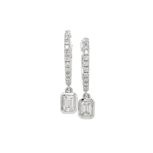 Dainty 0.3ct Emerald Lab Grown Diamond Huggie Earrings in Platinum - L Line Jewelry