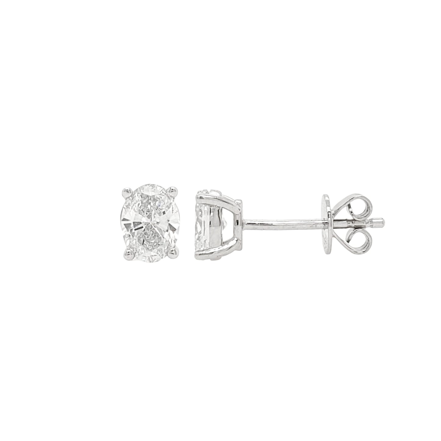 Oval Lab Grown Diamonds Solitaire with Halo Jacket Stud Earrings in Platinum L Line