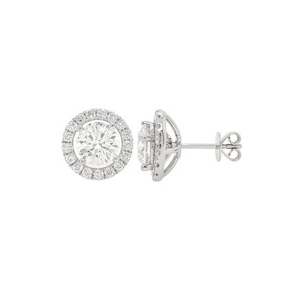 1CT Lab Grown Diamonds Solitaire with Halo Jacket Earring Studs in Platinum L Line