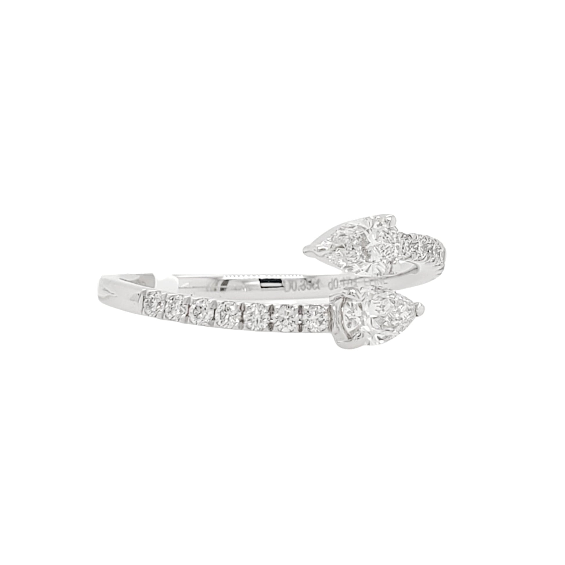 Pear Lab Grown Diamond Open Cross Over Pave Set Fashion Ring in Platinum