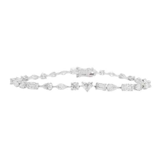 Multi Shape Lab Grown Diamonds Bracelet in Platinum - L Line Jewelry